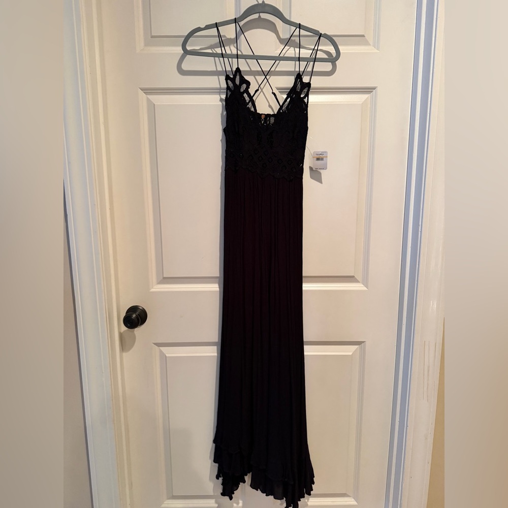 NWT Free People Adella Black Lace Maxi Dress